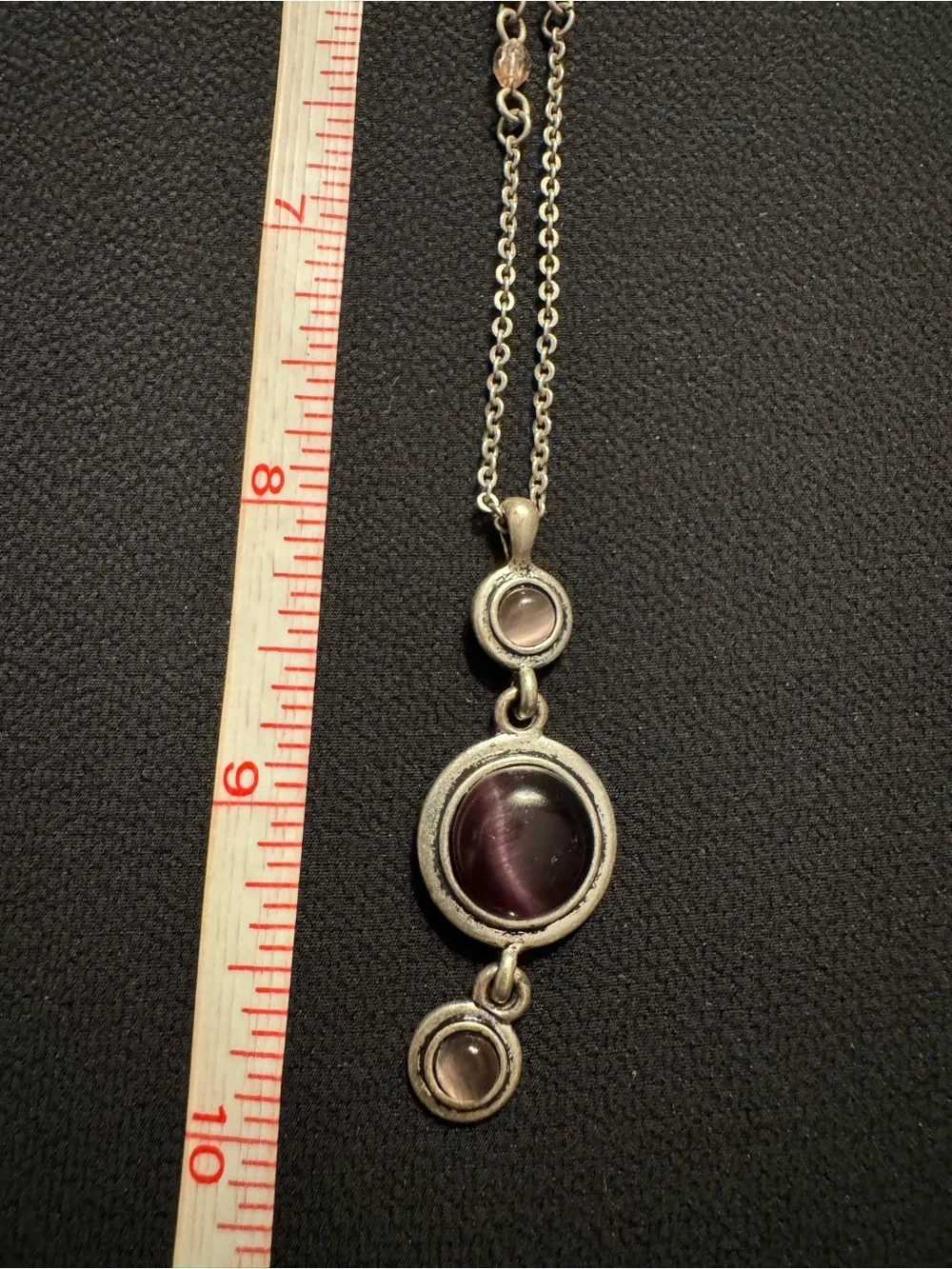 Lia Sophia Purple Cat’s Eye Necklace Earrings Set